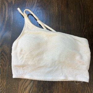 Hollister Gilly Hicks White One Shoulder Crop Top.